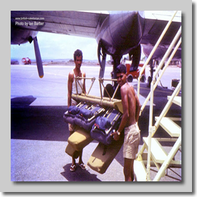 Config Change at Djibouti Brit G-AOVI enroute to Nairobi, Freight in (Cigarettes) Pax ex Nairobi - May 1967